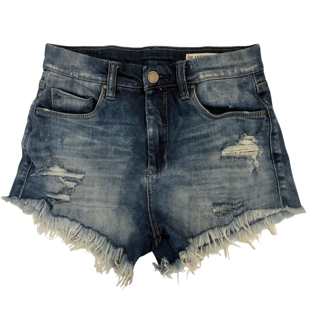 BlankNYC Wedge Short Distressed‎ Denim Cutoff Shorts Blue High Rise 26 58A-8044